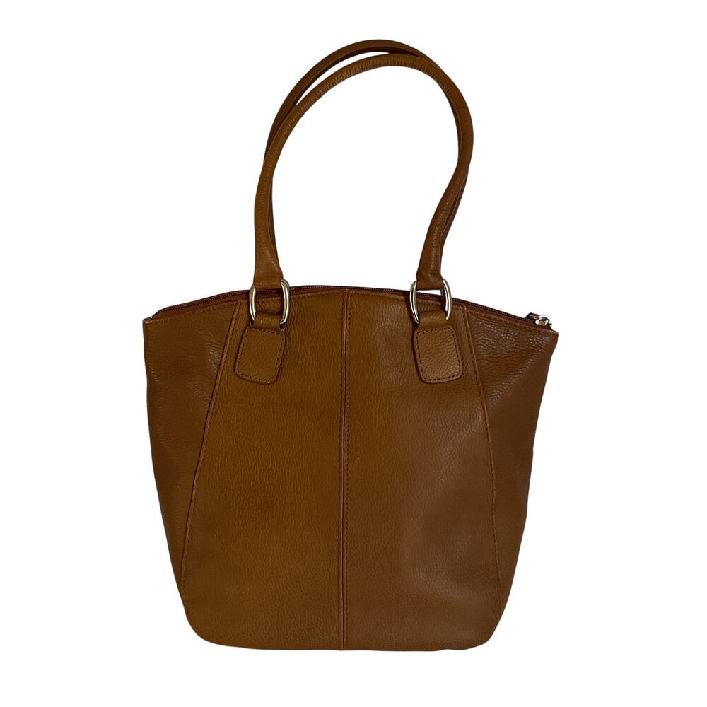 Fossil SHB3207A Brown Genuine Leather Tote Shoulder Bag Cognac Double Handle